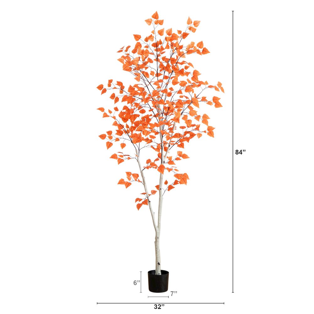7ft. Autumn Paper Birch Artificial Fall Tree. Picture 7