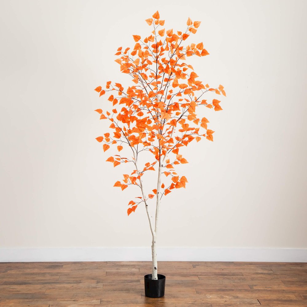 7ft. Autumn Paper Birch Artificial Fall Tree. Picture 2