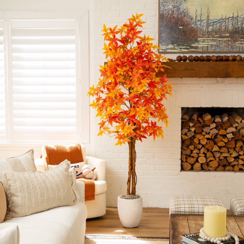 7ft. Autumn Deluxe Maple Artificial Fall Tree. Picture 4