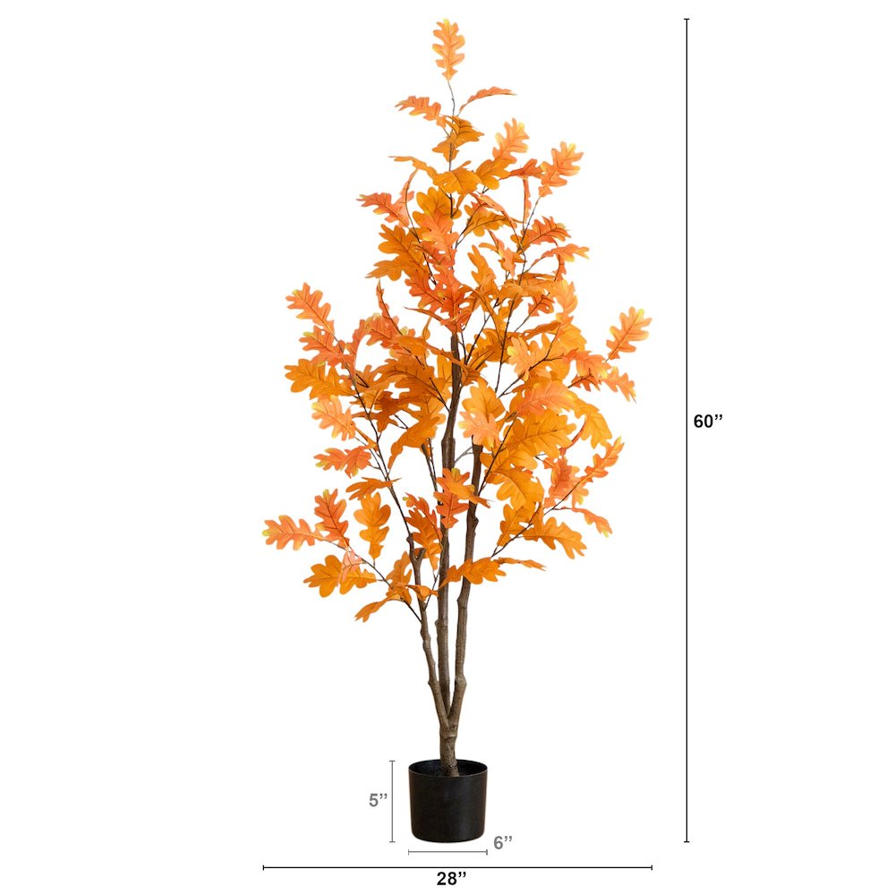 5ft. Artificial Autumn Oak Tree. Picture 8