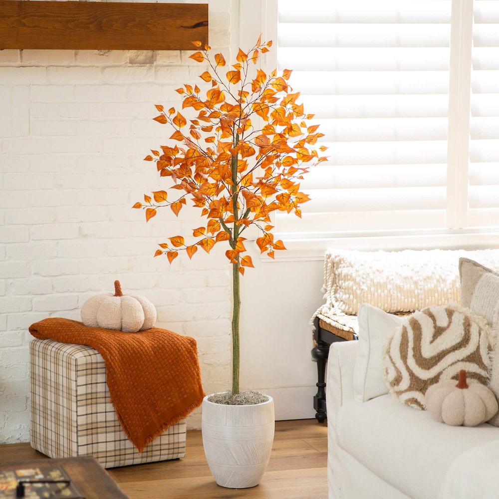 5ft. Autumn Birch Leaf Artificial Fall Tree. Picture 2