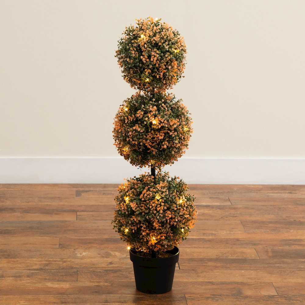 3ft. Autumn Triple Ball Boxwood Artificial Fall Topiary Tree. Picture 8