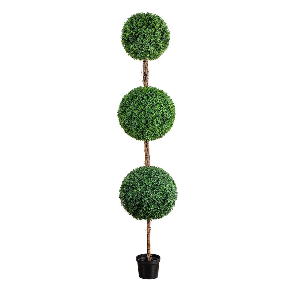 8ft. UV Resistant Artificial Triple Ball Boxwood Topiary Tree (Indoor/Outdoor). Picture 1