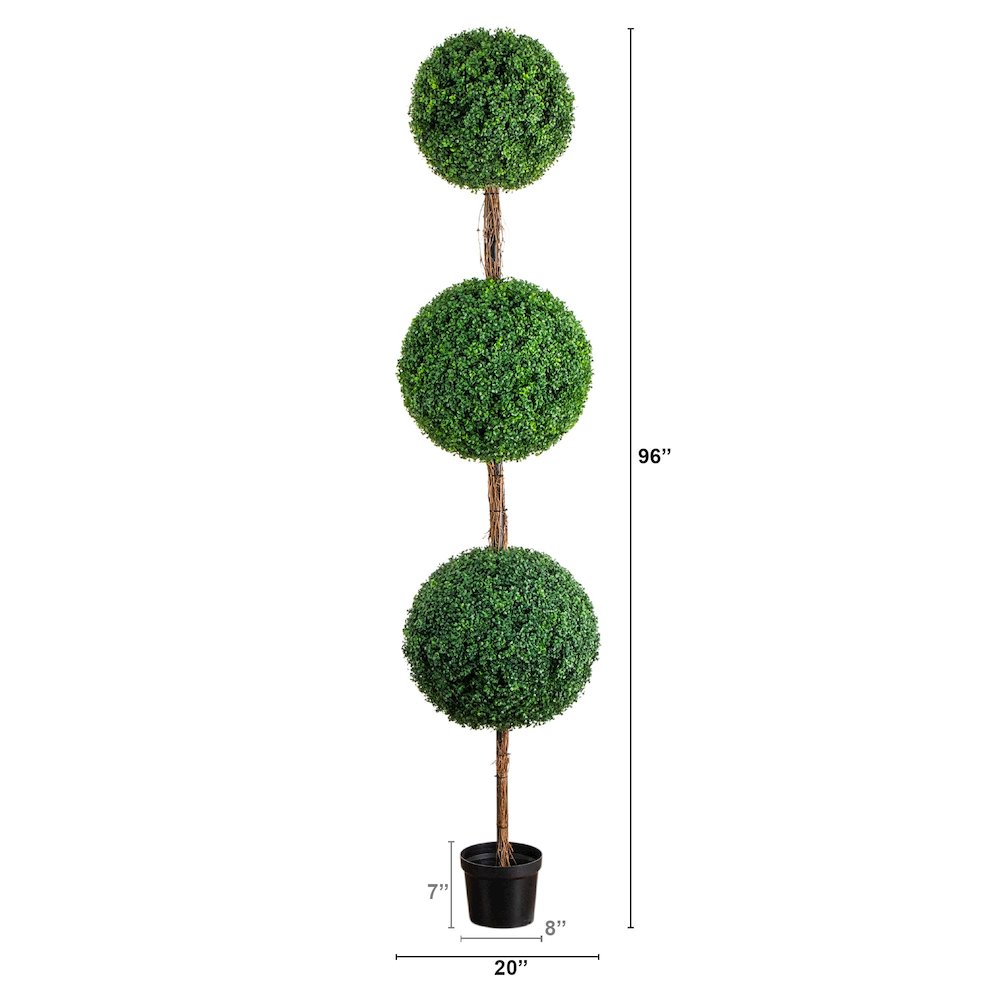 8ft. UV Resistant Artificial Triple Ball Boxwood Topiary Tree (Indoor/Outdoor). Picture 7
