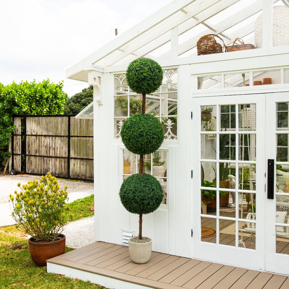 8ft. UV Resistant Artificial Triple Ball Boxwood Topiary Tree (Indoor/Outdoor). Picture 5