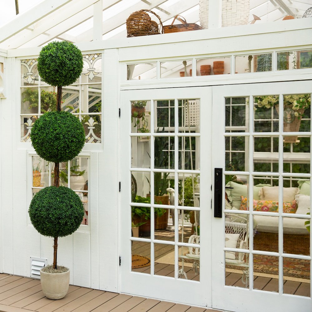 8ft. UV Resistant Artificial Triple Ball Boxwood Topiary Tree (Indoor/Outdoor). Picture 3