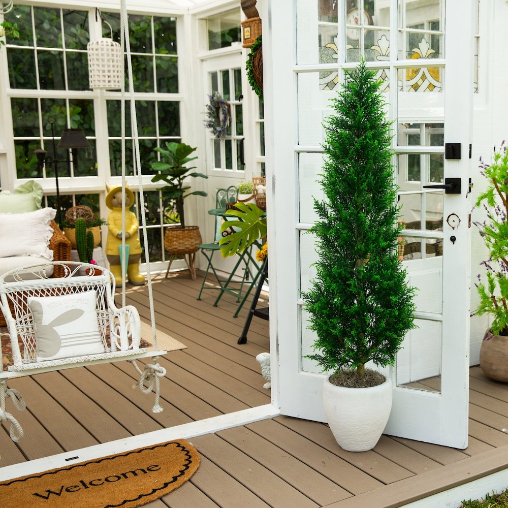 5ft. UV Resistant Artificial Cypress Tower Tree (Indoor/Outdoor). Picture 7