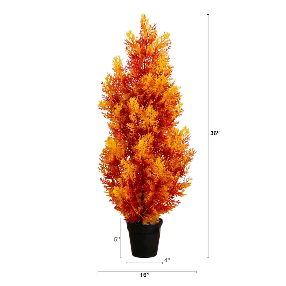3ft. UV Resistant Autumn Artificial Fall Cedar Tree (Indoor/Outdoor). Picture 3
