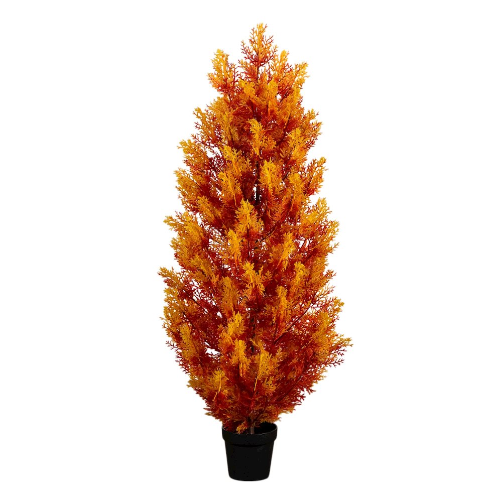 4ft. UV Resistant Autumn Artificial Fall Cedar Tree (Indoor/Outdoor). Picture 1