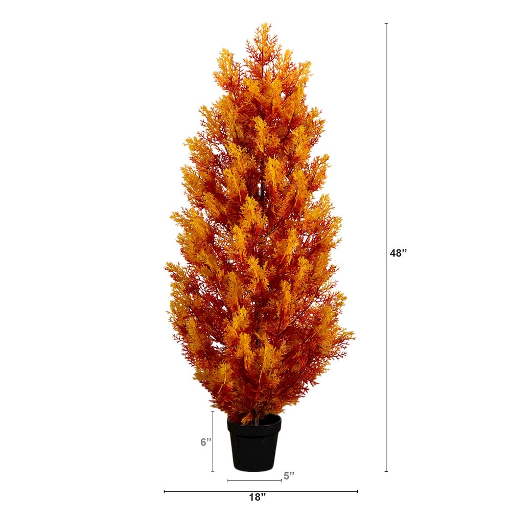 4ft. UV Resistant Autumn Artificial Fall Cedar Tree (Indoor/Outdoor). Picture 5