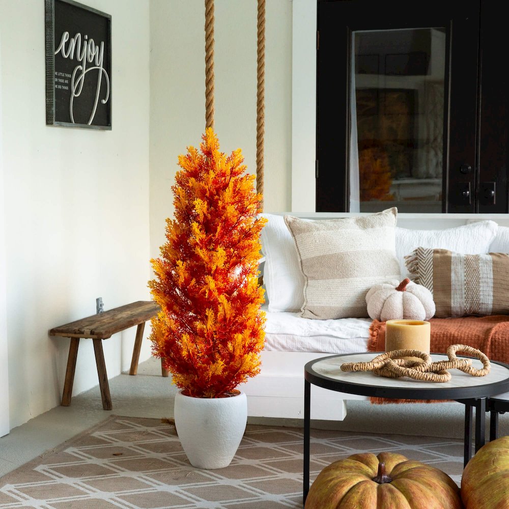 4ft. UV Resistant Autumn Artificial Fall Cedar Tree (Indoor/Outdoor). Picture 3