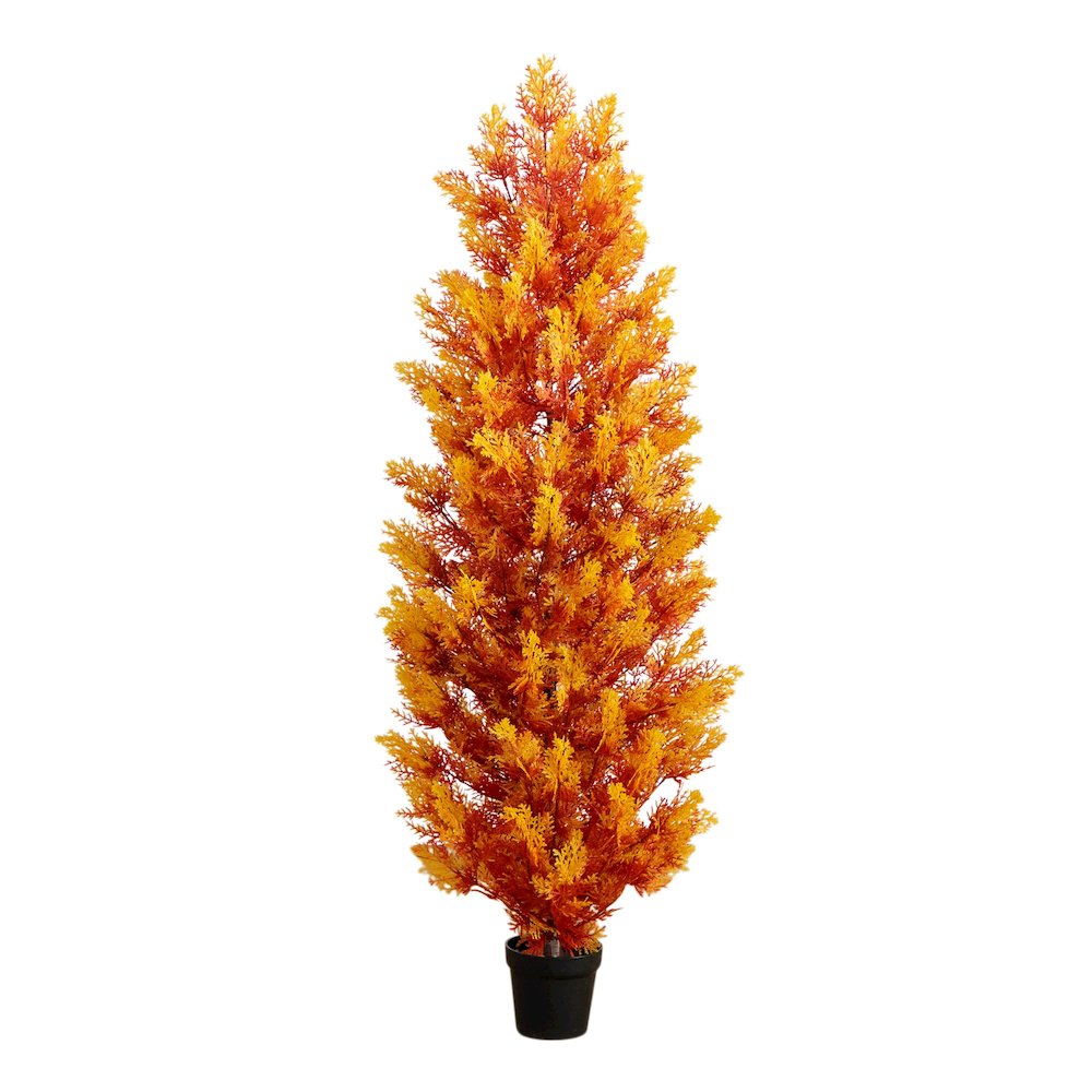 5ft. UV Resistant Autumn Artificial Fall Cedar Tree (Indoor/Outdoor). Picture 1