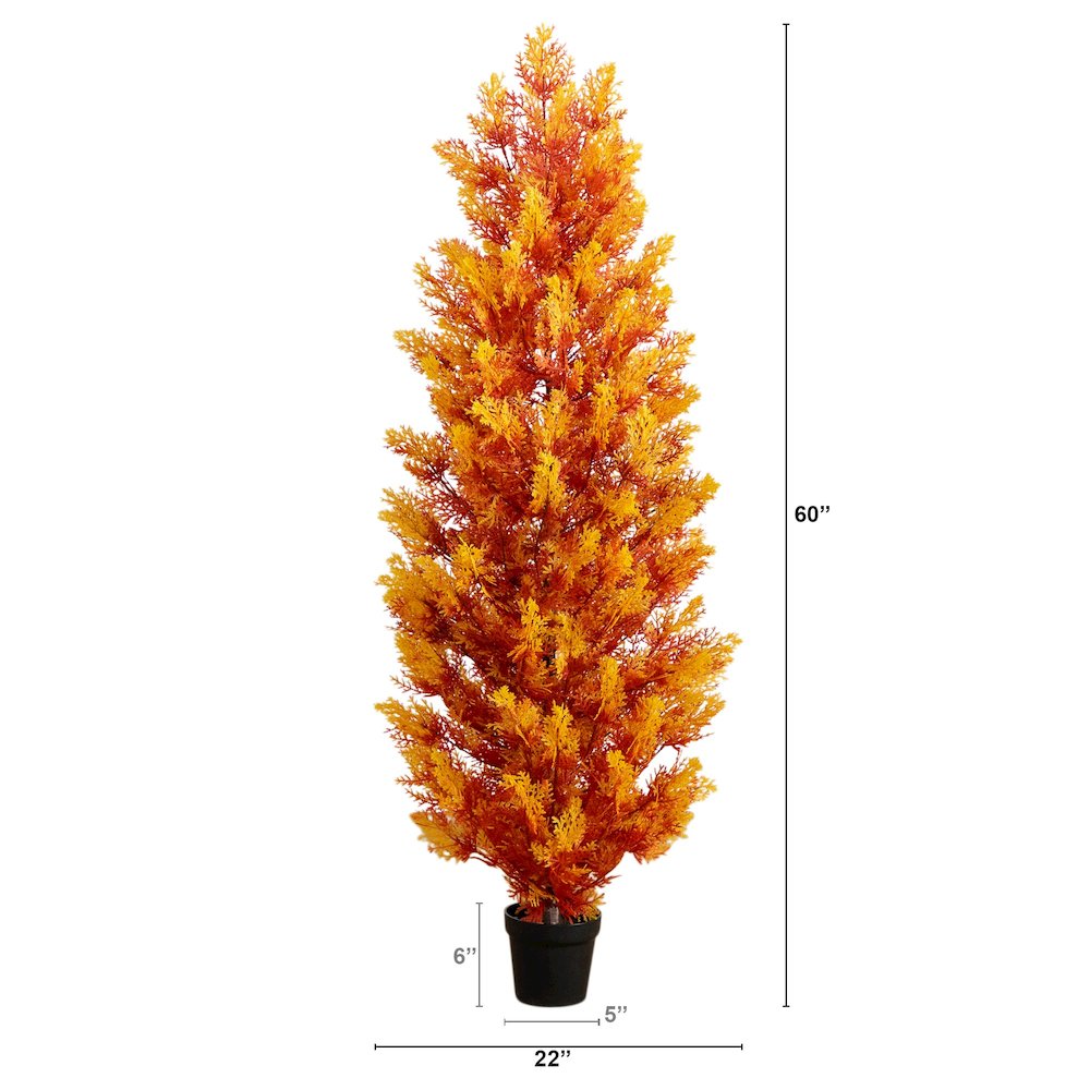 5ft. UV Resistant Autumn Artificial Fall Cedar Tree (Indoor/Outdoor). Picture 5