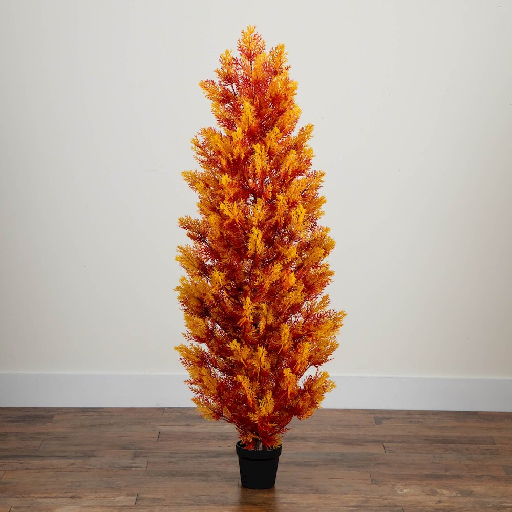 5ft. UV Resistant Autumn Artificial Fall Cedar Tree (Indoor/Outdoor). Picture 2