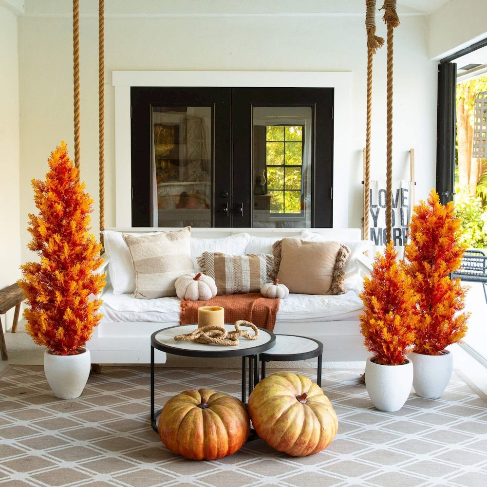 5ft. UV Resistant Autumn Artificial Fall Cedar Tree (Indoor/Outdoor). Picture 3
