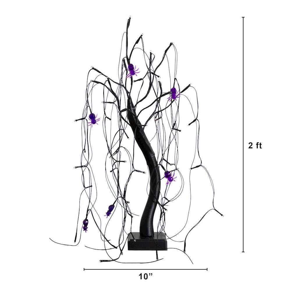 2ft. Pre-Lit Halloween Artificial Black Spooky Spider Willow Tree. Picture 6