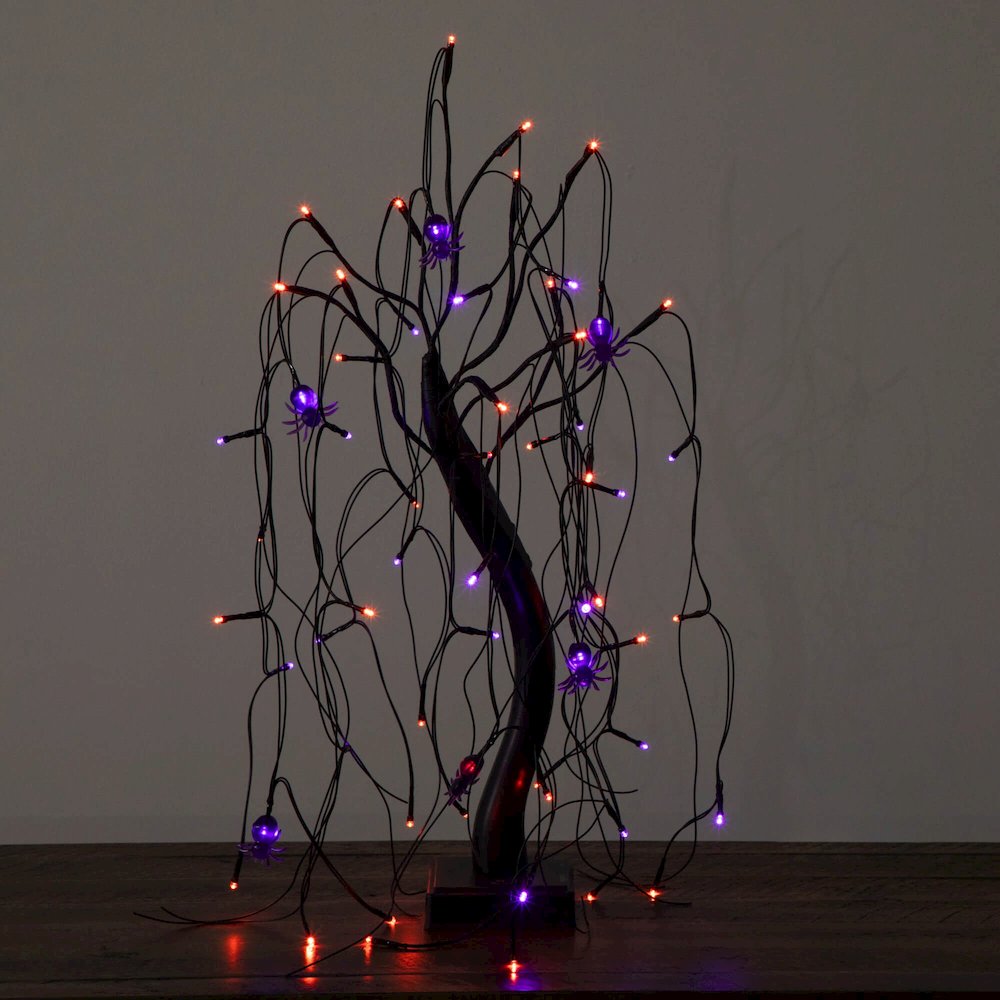 2ft. Pre-Lit Halloween Artificial Black Spooky Spider Willow Tree. Picture 8