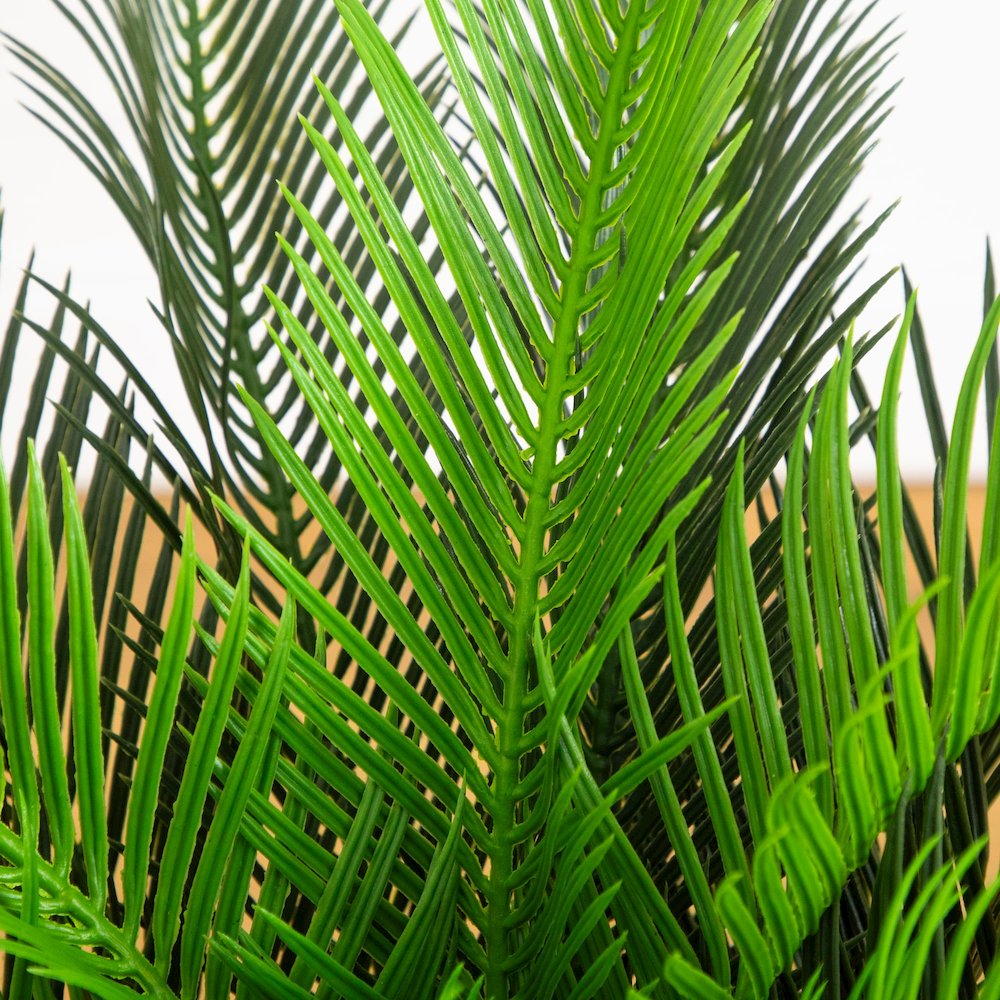 30in. UV Resistant Artificial Cycas Palm Tree in White Decorative Planter. Picture 7