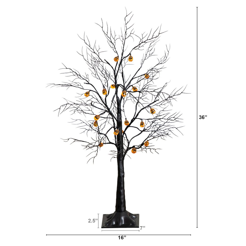 3ft. Pre-Lit Artificial Halloween Black Twig Tree with 18 Orange LED Lights. Picture 10