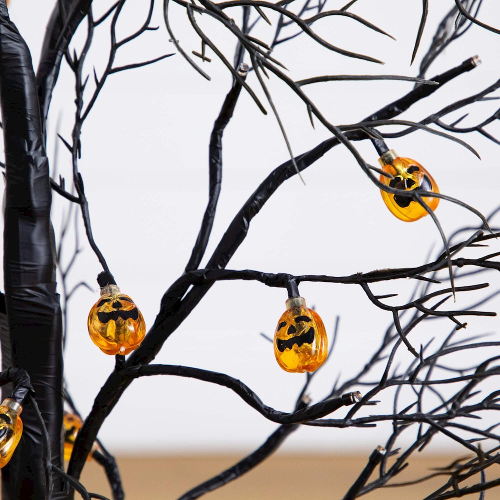3ft. Pre-Lit Artificial Halloween Black Twig Tree with 18 Orange LED Lights. Picture 5