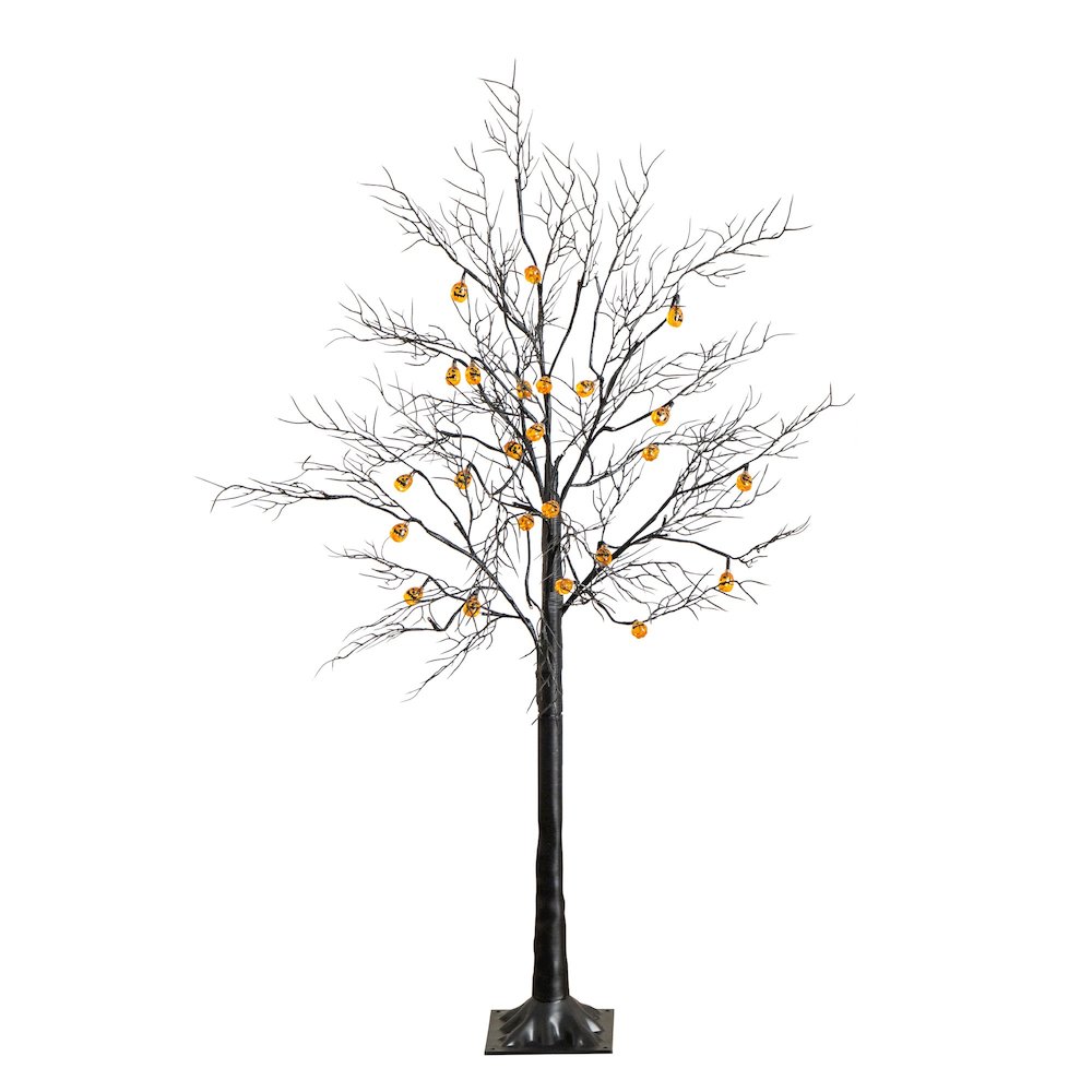 4ft. Pre-Lit Artificial Halloween Black Twig Tree with 24 Orange LED Lights. Picture 9