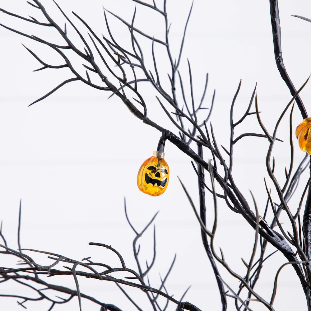 4ft. Pre-Lit Artificial Halloween Black Twig Tree with 24 Orange LED Lights. Picture 7
