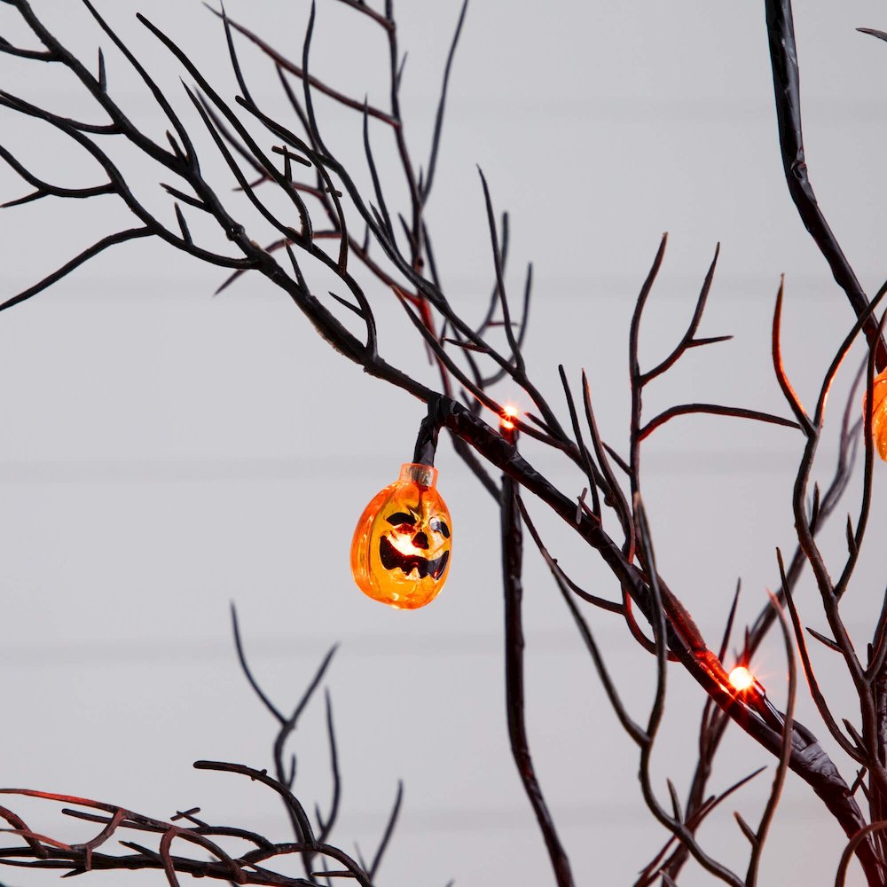 4ft. Pre-Lit Artificial Halloween Black Twig Tree with 24 Orange LED Lights. Picture 12