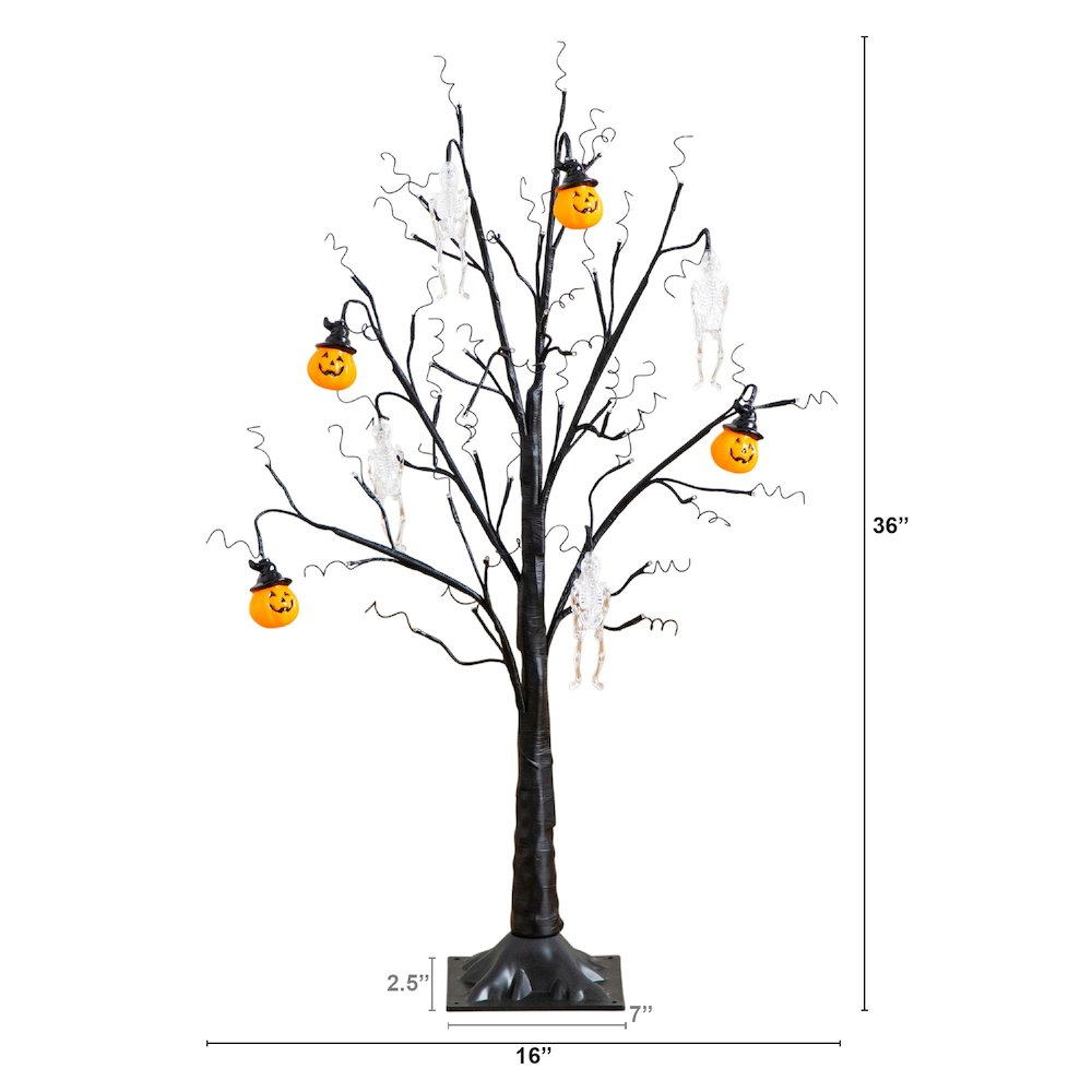 3ft. Pre-Lit Artificial Halloween Pumpkins and Skulls Ornament Tree. Picture 1