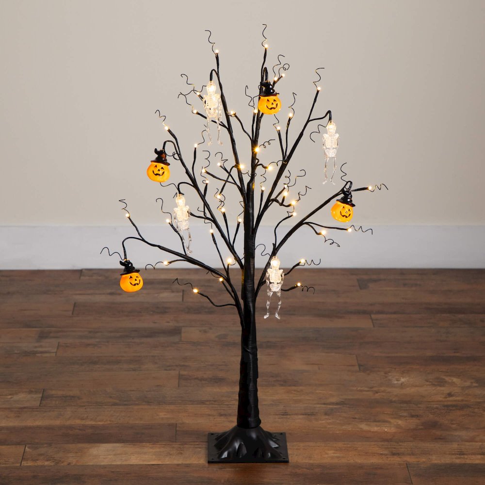 3ft. Pre-Lit Artificial Halloween Pumpkins and Skulls Ornament Tree. Picture 4