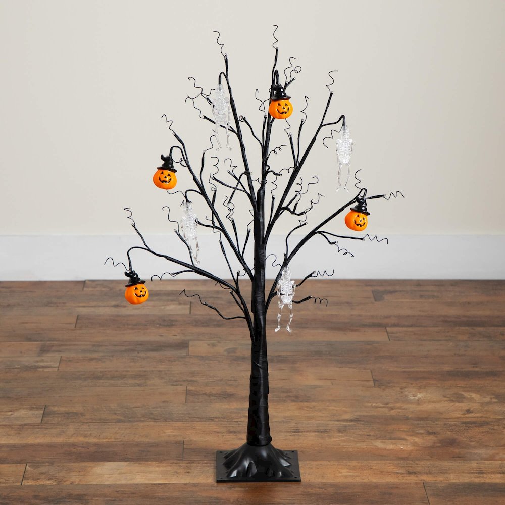 3ft. Pre-Lit Artificial Halloween Pumpkins and Skulls Ornament Tree. Picture 3