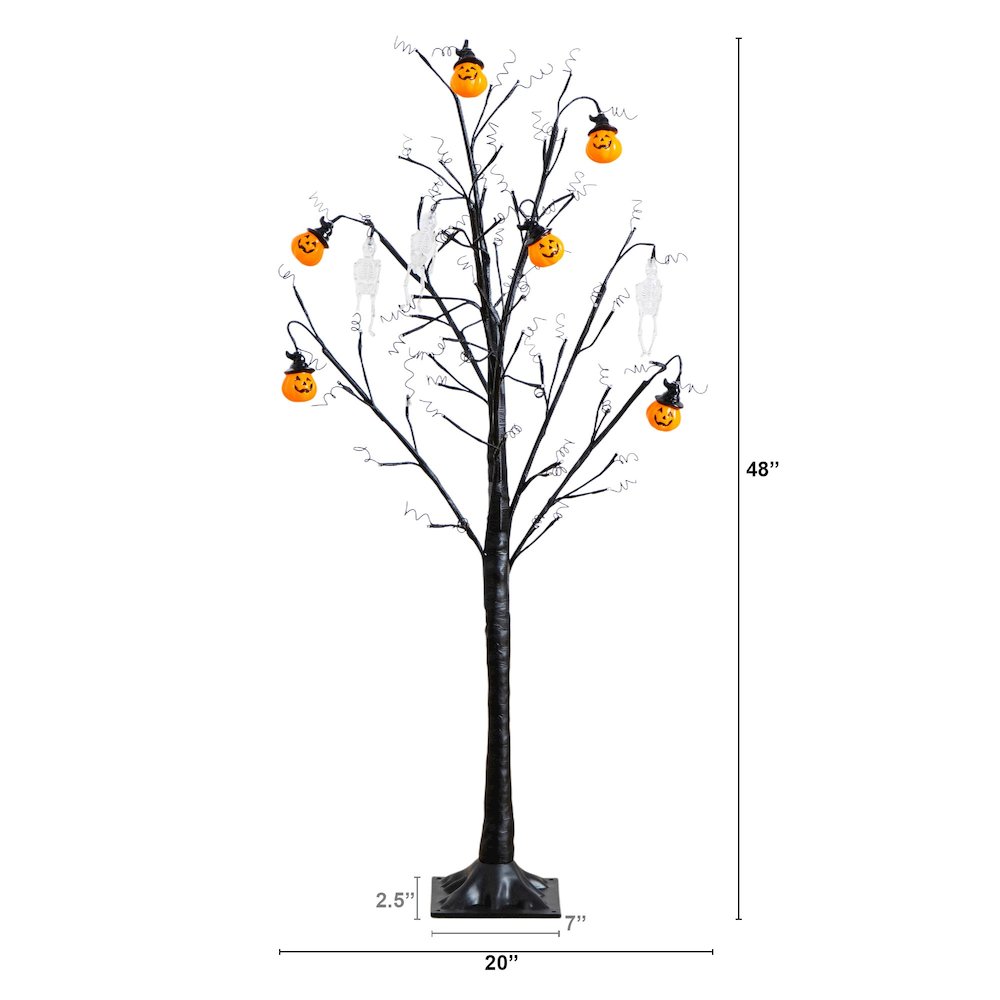 4ft. Pre-Lit Artificial Halloween Pumpkins and Skulls Ornament Tree. Picture 12