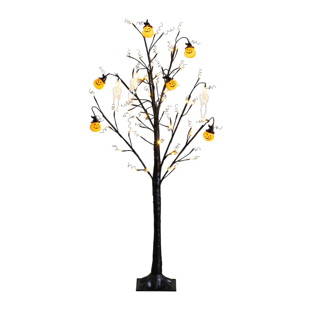 4ft. Pre-Lit Artificial Halloween Pumpkins and Skulls Ornament Tree. Picture 2