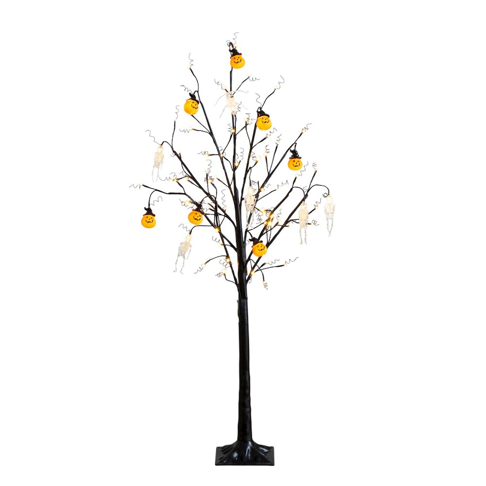 5ft. Pre-Lit Artificial Halloween Pumpkins and Skulls Ornament Tree. Picture 1