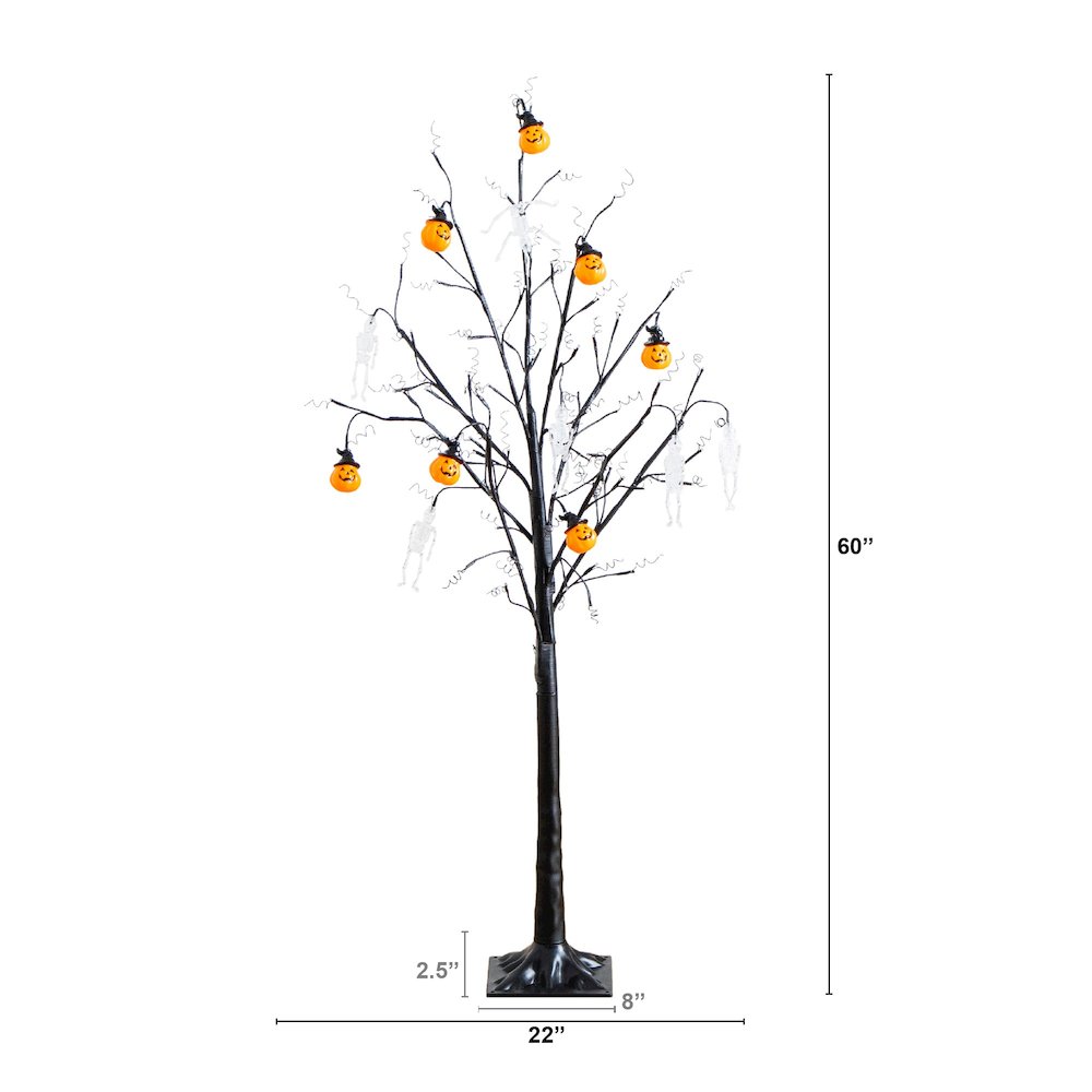 5ft. Pre-Lit Artificial Halloween Pumpkins and Skulls Ornament Tree. Picture 2