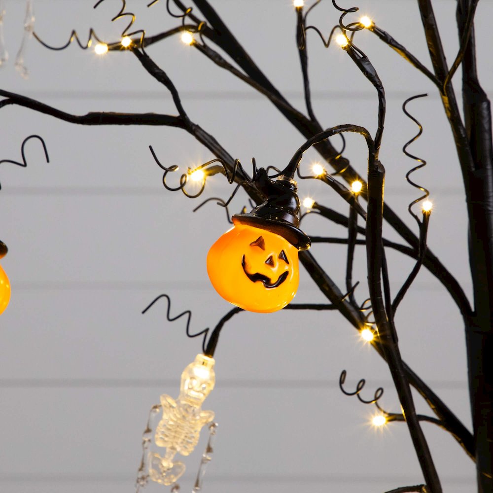 5ft. Pre-Lit Artificial Halloween Pumpkins and Skulls Ornament Tree. Picture 8