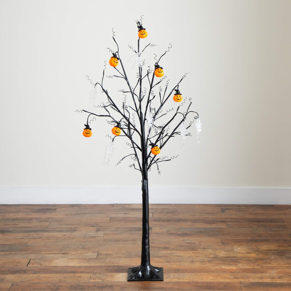5ft. Pre-Lit Artificial Halloween Pumpkins and Skulls Ornament Tree. Picture 7