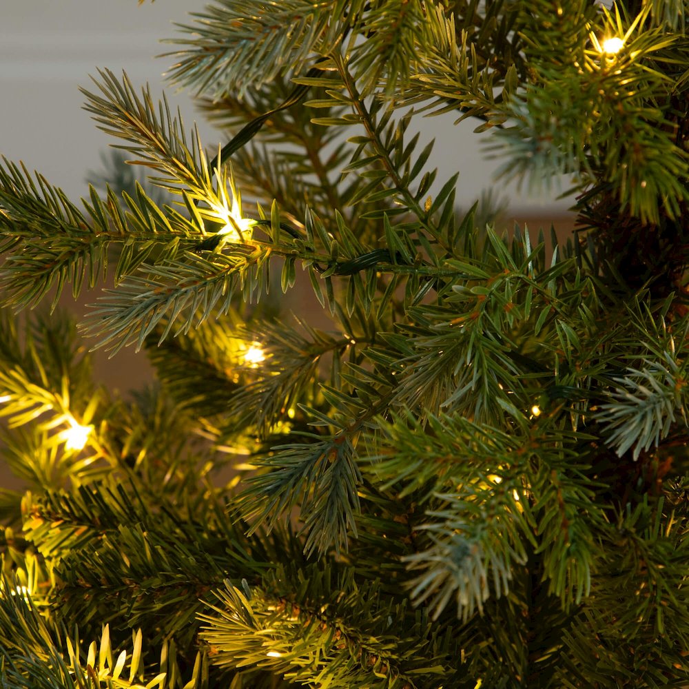 3ft. Pre-Lit Artificial Christmas Tree in Jute Wire Planter with 30 LED Lights. Picture 9