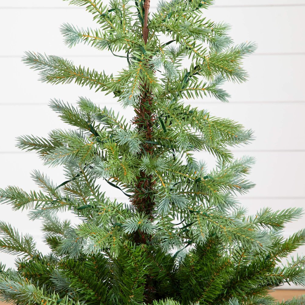 3ft. Pre-Lit Artificial Christmas Tree in Jute Wire Planter with 30 LED Lights. Picture 4