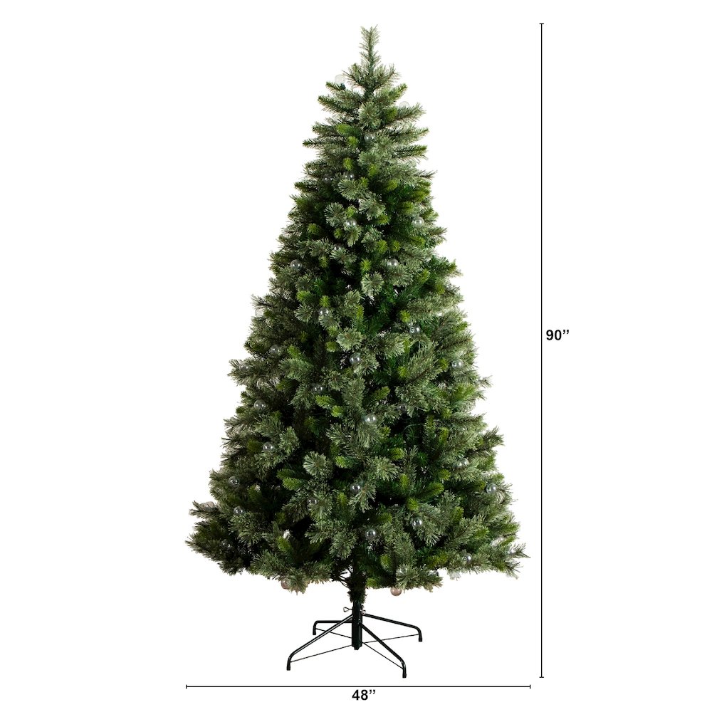 7.5ft. Artificial Christmas Tree with 450 Clear Globe Bulbs and LED Lights. Picture 8