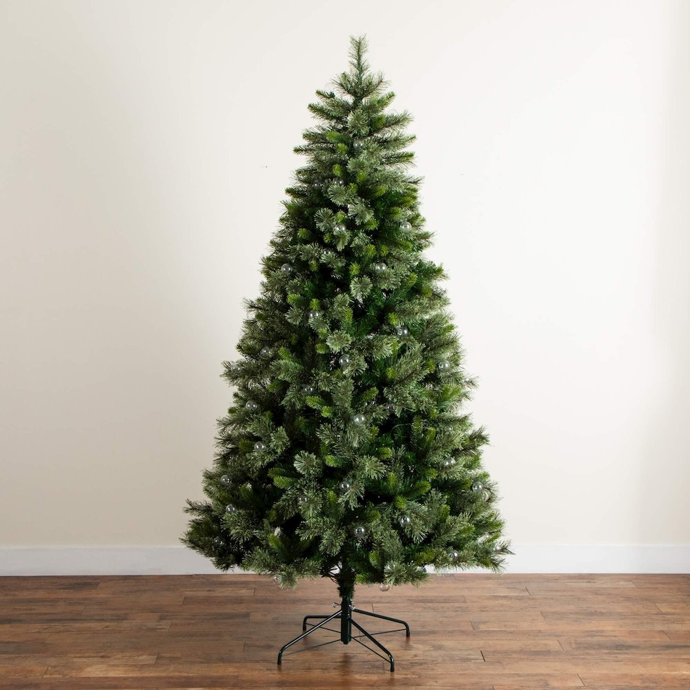 7.5ft. Artificial Christmas Tree with 450 Clear Globe Bulbs and LED Lights. Picture 10