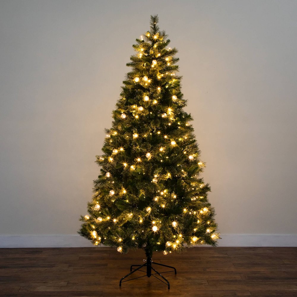 7.5ft. Artificial Christmas Tree with 450 Clear Globe Bulbs and LED Lights. Picture 11