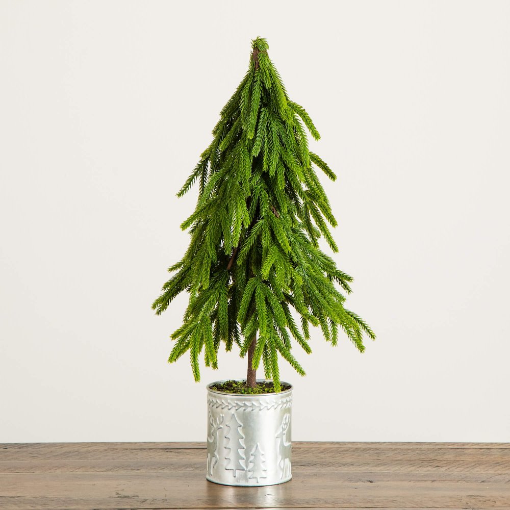 20in. Artificial Real Touch Down Swept Norfolk Island Pine. Picture 2