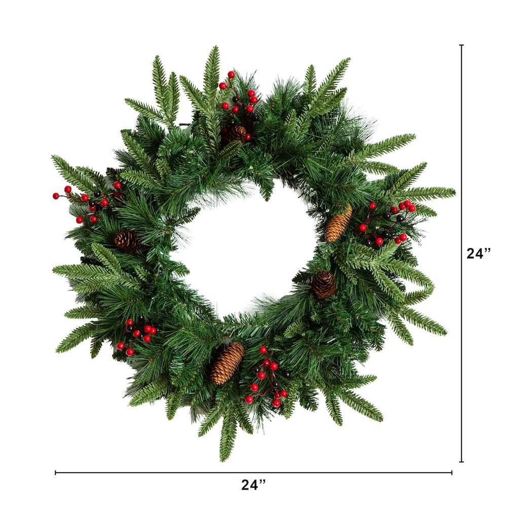 Pre-Lit Artificial Christmas Holiday 5 Piece Bundle with Pinecones & Berries. Picture 5