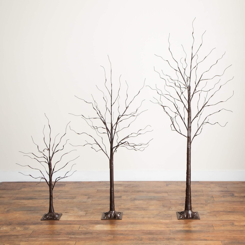 3ft. 5ft. 6ft. Artificial Brown Birch Trees with LED Lights - Set of 3. Picture 2