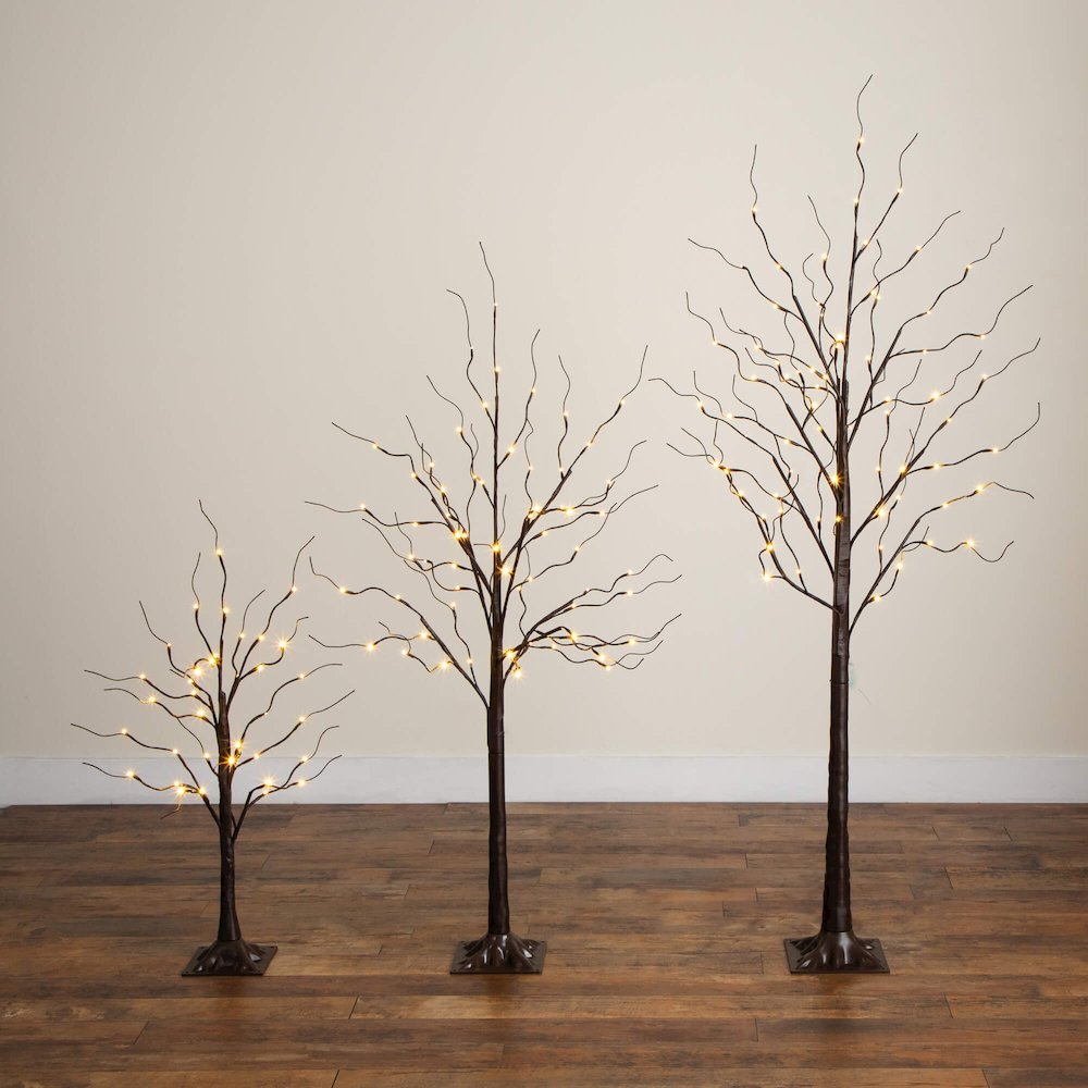 3ft. 5ft. 6ft. Artificial Brown Birch Trees with LED Lights - Set of 3. Picture 10