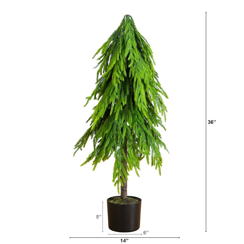 3ft. Artificial Real Touch Down Swept Norfolk Pine Tree with Natural Look. Picture 6