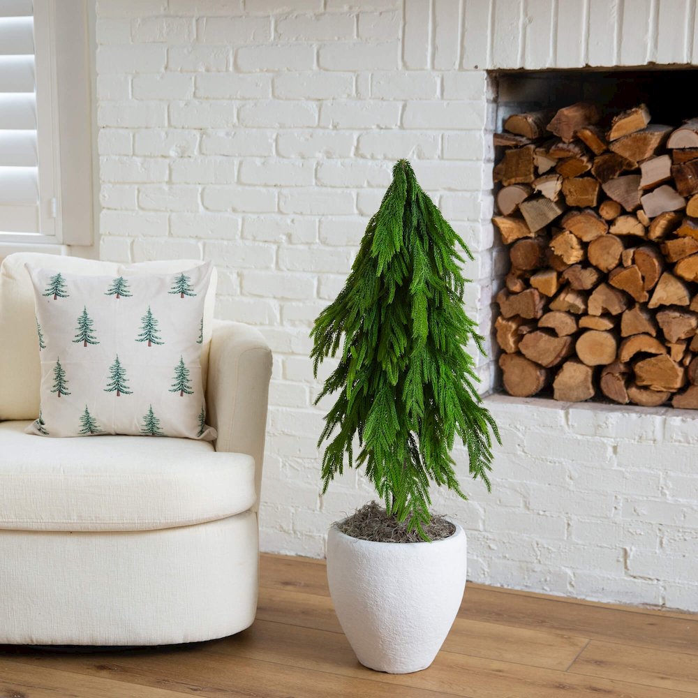 3ft. Artificial Real Touch Down Swept Norfolk Pine Tree with Natural Look. Picture 5