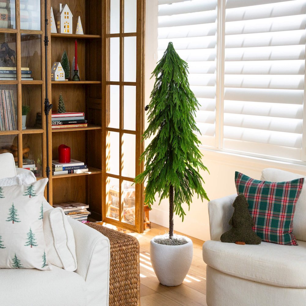 5ft. Artificial Real Touch Down Swept Norfolk Pine Tree with Natural Look. Picture 3