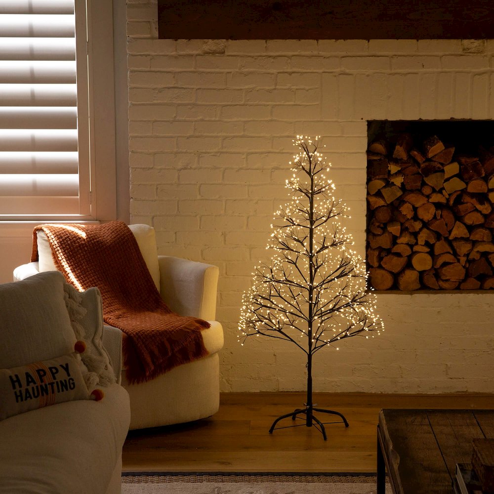4ft. Pre-Lit Artificial Halloween Black Starburst Tree with 800 Fairy LED Lights. Picture 8