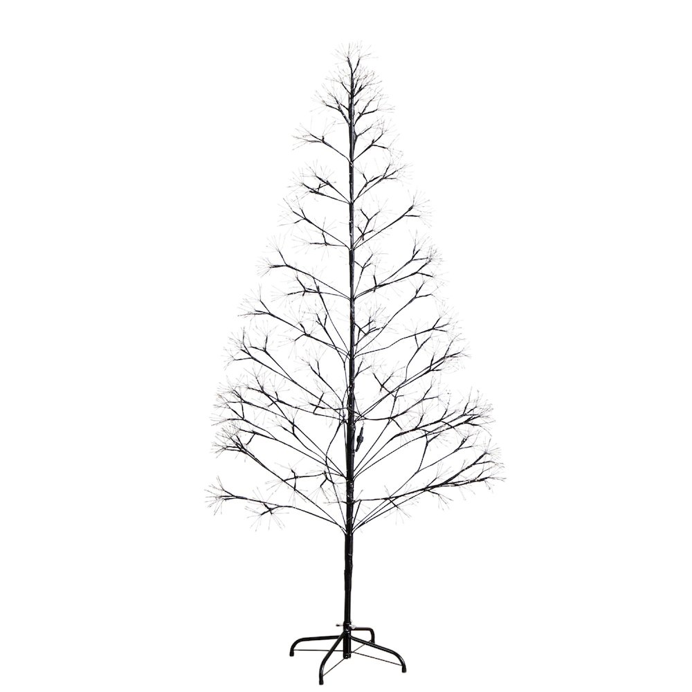 6ft Pre-Lit Artificial Halloween Black Starburst Tree with 1680 Fairy LED Lights. Picture 1